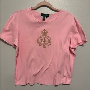 Ralph Lauren Pink Gold Bling Y2K T-shirt